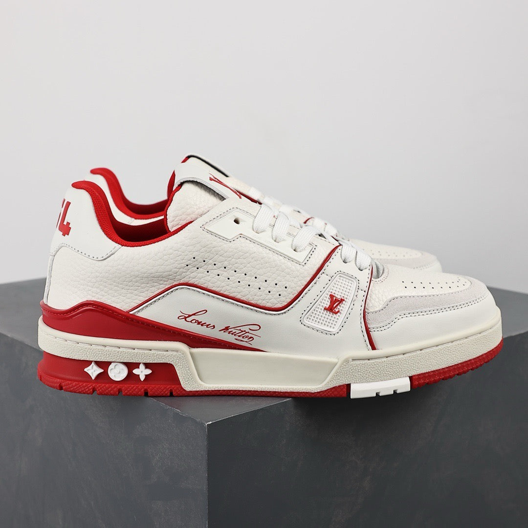 LV Trainers #54 Signature White Red