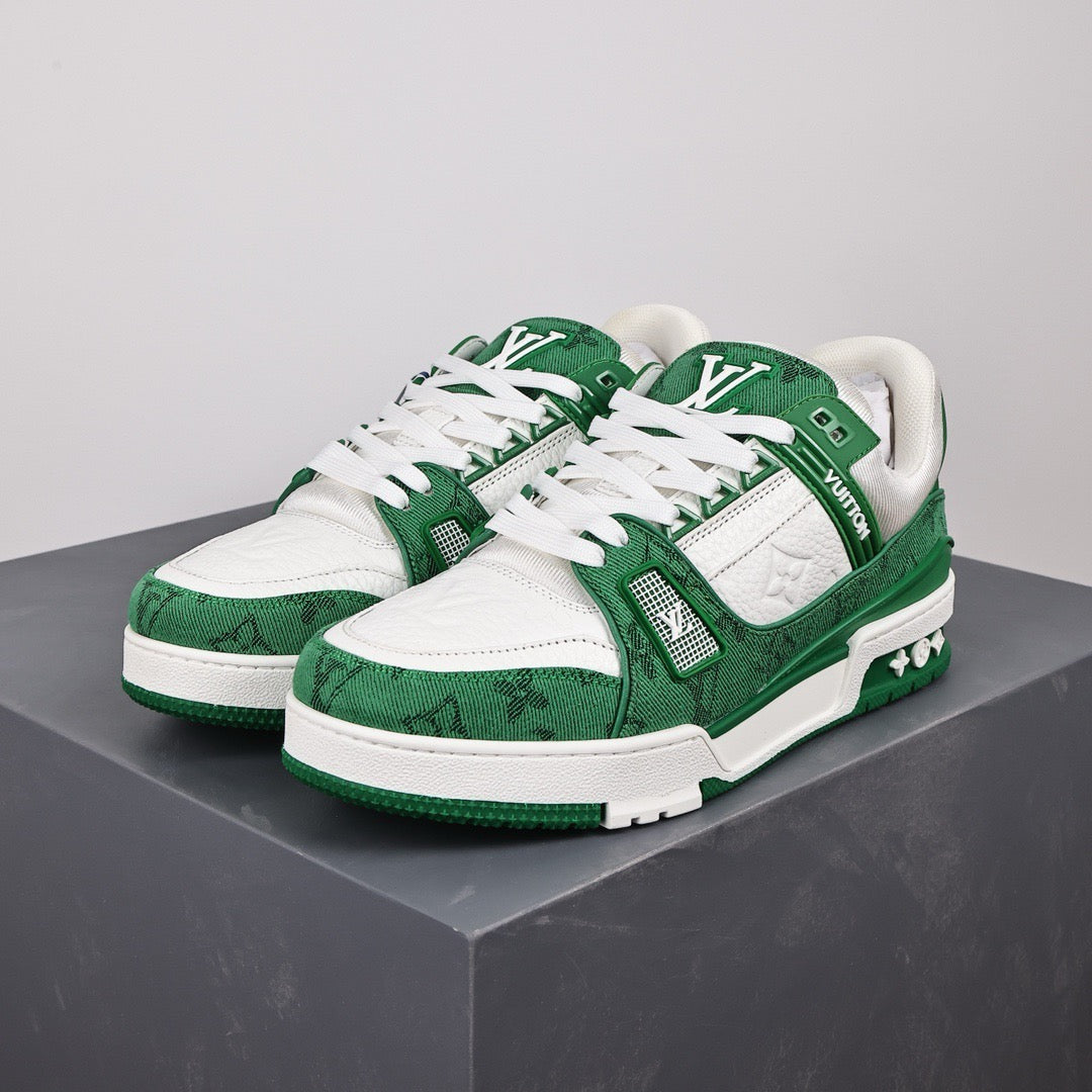 LV Trainers Monogram Denim Green