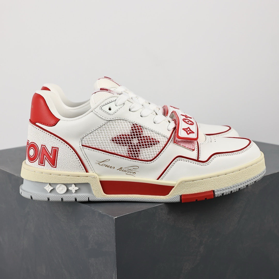 LV Trainers Velcro Strap Mesh Red