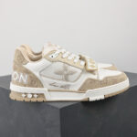 LV Trainers Velcro Strap Monogram Denim Beige