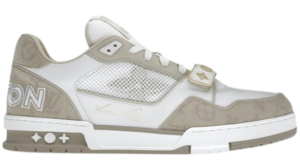 LV Trainers Velcro Strap Monogram Denim Beige