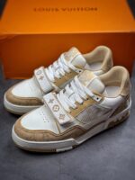 LV Trainers Velcro Strap Monogram Denim Beige