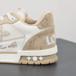 LV Trainers Velcro Strap Monogram Denim Beige