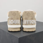 LV Trainers Velcro Strap Monogram Denim Beige