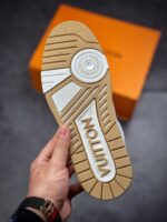LV Trainers Velcro Strap Monogram Denim Beige