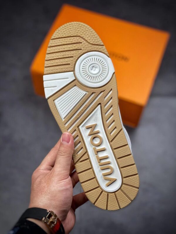 LV Trainers Velcro Strap Monogram Denim Beige
