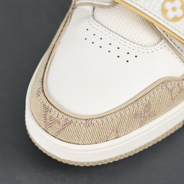 LV Trainers Velcro Strap Monogram Denim Beige