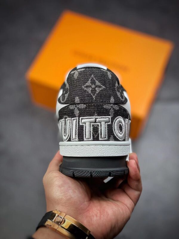 LV Trainers Velcro Strap Monogram Denim Black