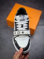LV Trainers Velcro Strap Monogram Denim Black