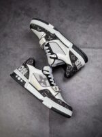 LV Trainers Velcro Strap Monogram Denim Black