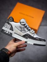 LV Trainers Velcro Strap Monogram Denim Black