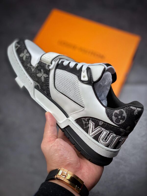 LV Trainers Velcro Strap Monogram Denim Black