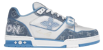 LV Trainers Velcro Strap Monogram Denim Blue