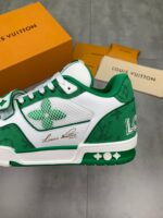 LV Trainers Velcro Strap Monogram Denim Green