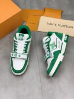 LV Trainers Velcro Strap Monogram Denim Green