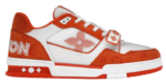LV Trainers Velcro Strap Monogram Denim Orange