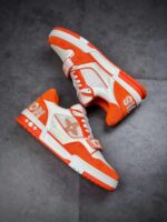 LV Trainers Velcro Strap Monogram Denim Orange