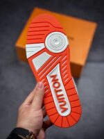 LV Trainers Velcro Strap Monogram Denim Orange