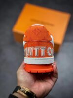 LV Trainers Velcro Strap Monogram Denim Orange