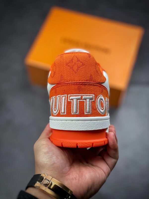 LV Trainers Velcro Strap Monogram Denim Orange