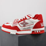 LV Trainers Velcro Strap Monogram Denim Red