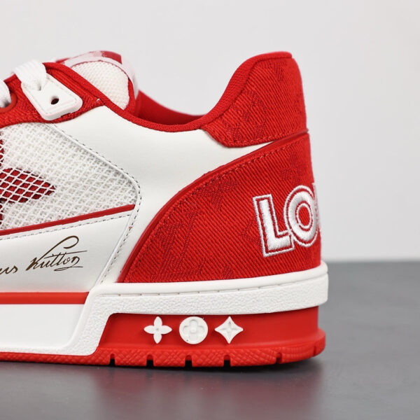 LV Trainers Velcro Strap Monogram Denim Red