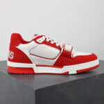 LV Trainers Velcro Strap Monogram Denim Red
