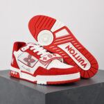 LV Trainers Velcro Strap Monogram Denim Red