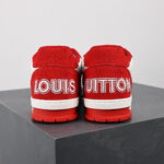 LV Trainers Velcro Strap Monogram Denim Red