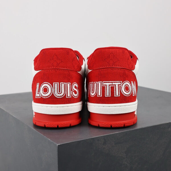 LV Trainers Velcro Strap Monogram Denim Red