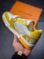 LV Trainers Velcro Strap Monogram Denim Yellow