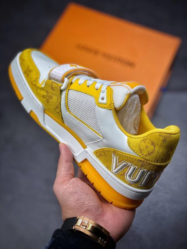 LV Trainers Velcro Strap Monogram Denim Yellow