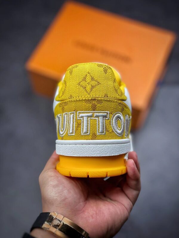 LV Trainers Velcro Strap Monogram Denim Yellow