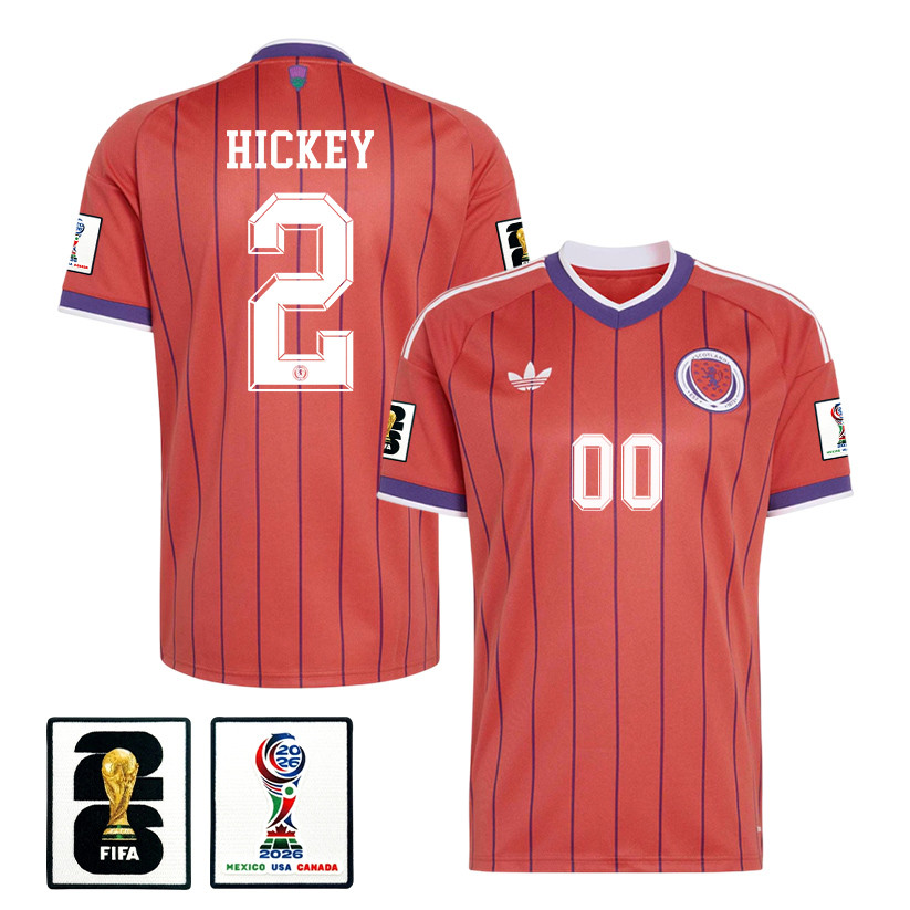 Aaron Hickey 2 Scotland National Team 2026 x World Cup Patch Away Jersey - Red, Men - Jersey Teams