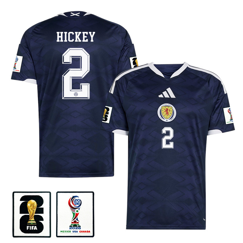 Aaron Hickey 2 Scotland National Team 2026 x World Cup Patch Home Jersey - Navy, Men - Jersey Teams