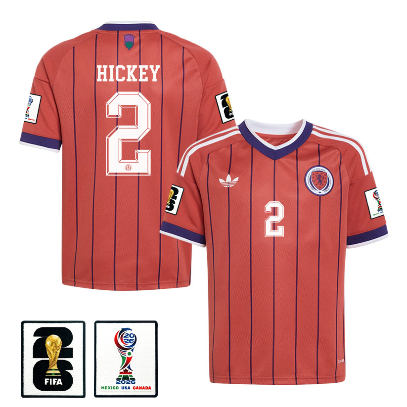 Aaron Hickey 2 Youth Scotland National Team 2026 Away Jersey - Red - Jersey Teams