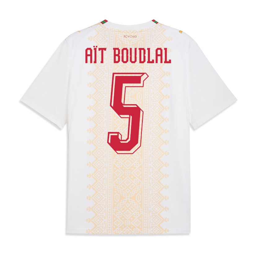 Abdelhamid Aït Boudlal 5 Morocco National Team 2026 Away Jersey - White, Men - Jersey Teams