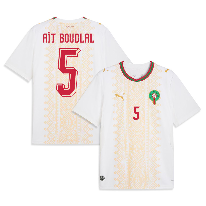 Abdelhamid Aït Boudlal 5 Morocco National Team 2026 Away Jersey - White, Men - Jersey Teams
