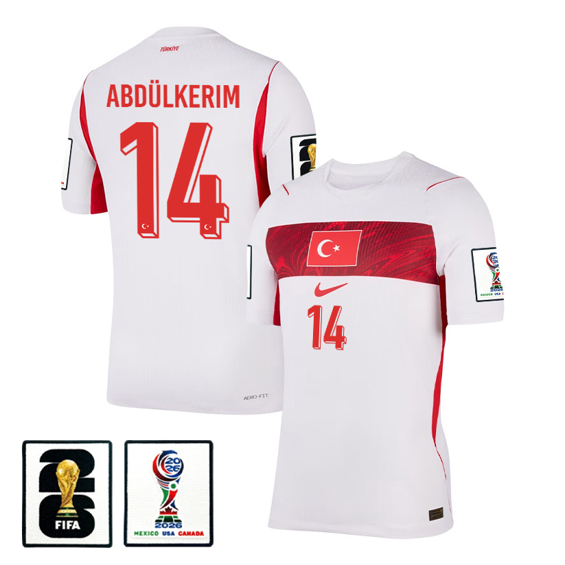 Abdulkerim Bardakci 14 Turkey National Team 2026 Away Jersey - White, Men - Jersey Teams
