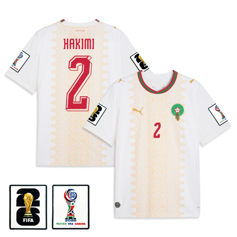 Achraf Hakimi 2 Morocco National Team 2026 Away Jersey - White, Men - Jersey Teams