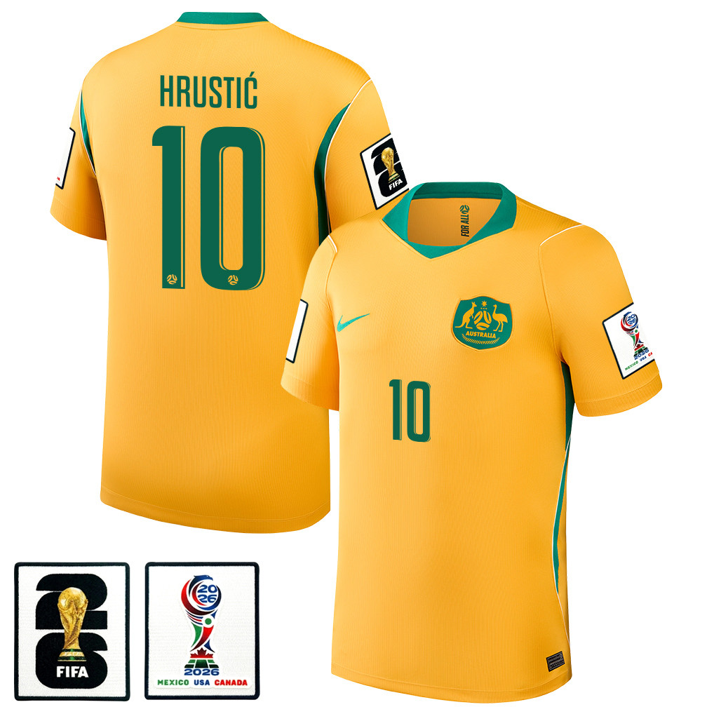 Ajdin Hrustić 10 Australia National Team 2026 Home Jersey - Yellow, Men - Jersey Teams