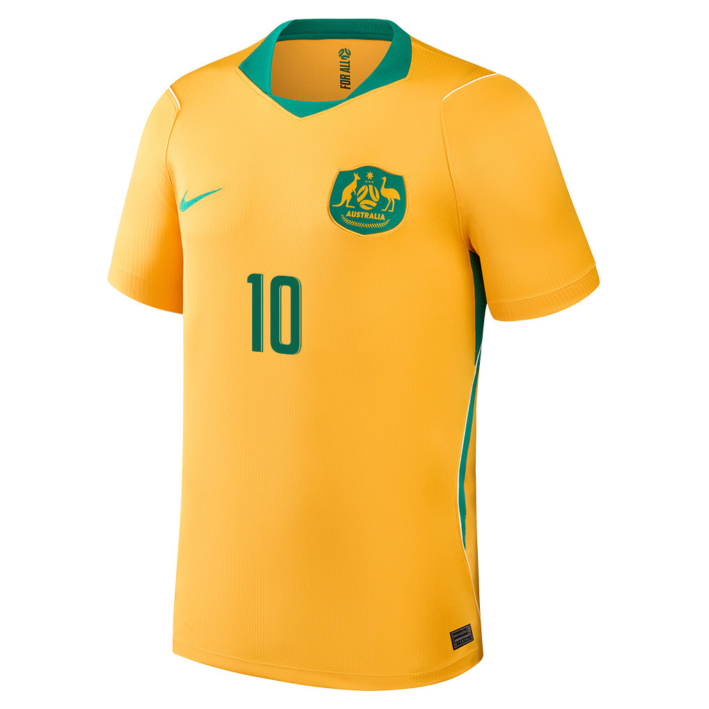 Ajdin Hrustić 10 Australia National Team 2026 Home Jersey - Yellow, Men - Jersey Teams