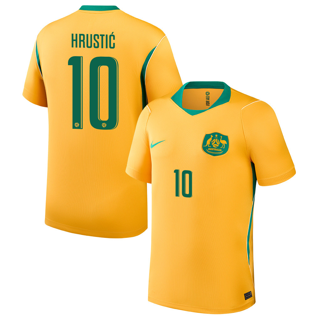 Ajdin Hrustić 10 Australia National Team 2026 Home Jersey - Yellow, Men - Jersey Teams