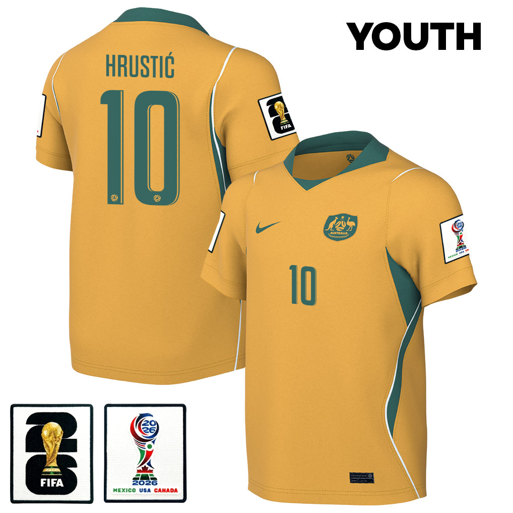 Ajdin Hrustić 10 Youth Australia National Team 2026 Home Jersey - Yellow - Jersey Teams
