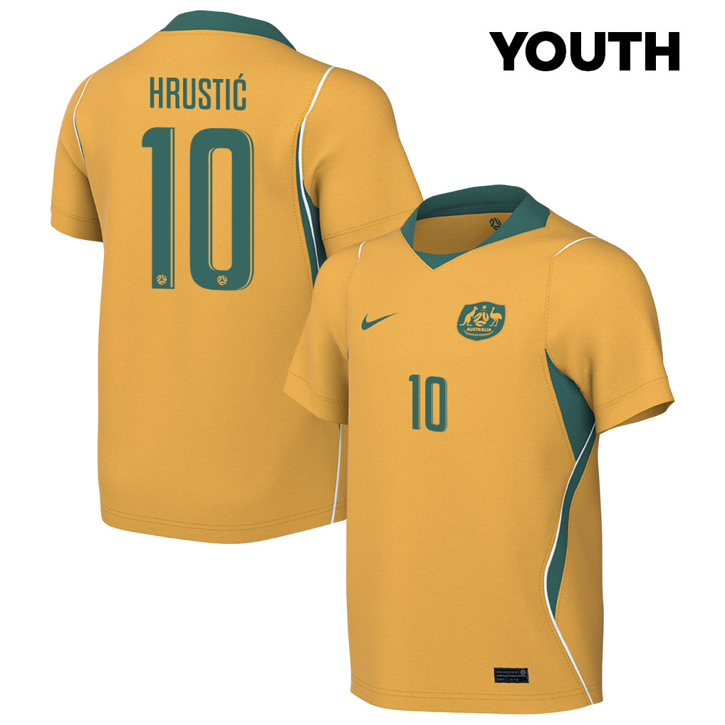 Ajdin Hrustić 10 Youth Australia National Team 2026 Home Jersey - Yellow - Jersey Teams