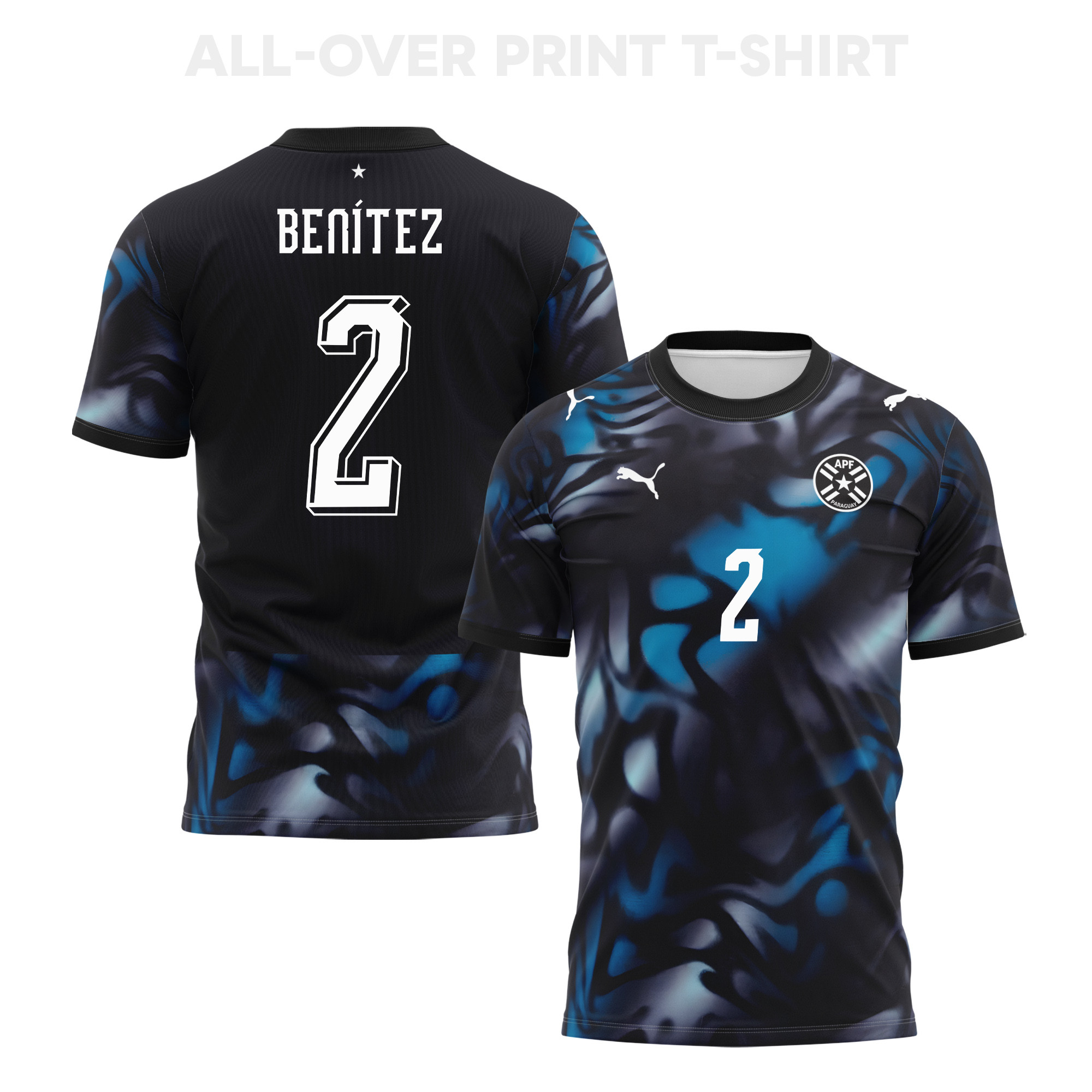 Alan BenÃtez 2 Paraguay 2026 Away 3D T-Shirt Fully Printed – Unisex, Navy - Jersey Teams