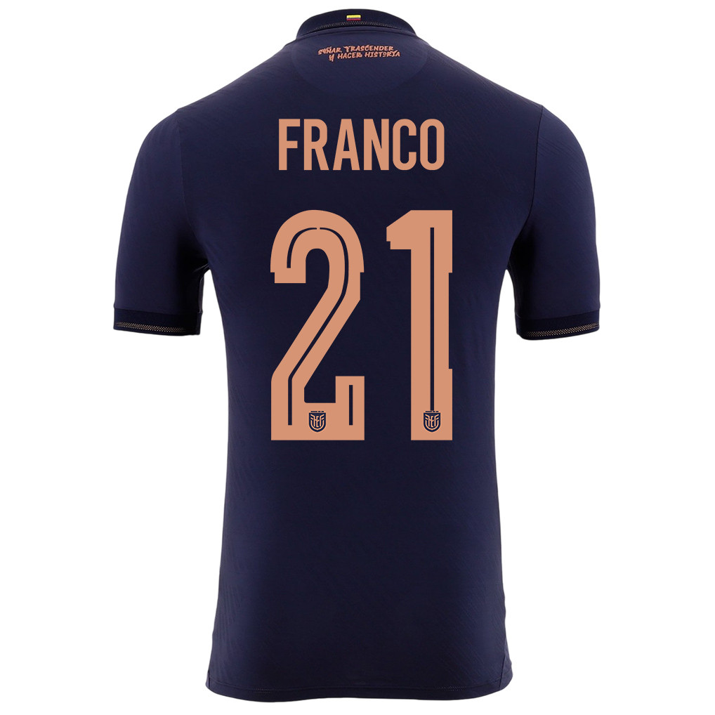 Alan Franco 21 Ecuador National Team 2026 Away Jersey - Navy, Men - Jersey Teams