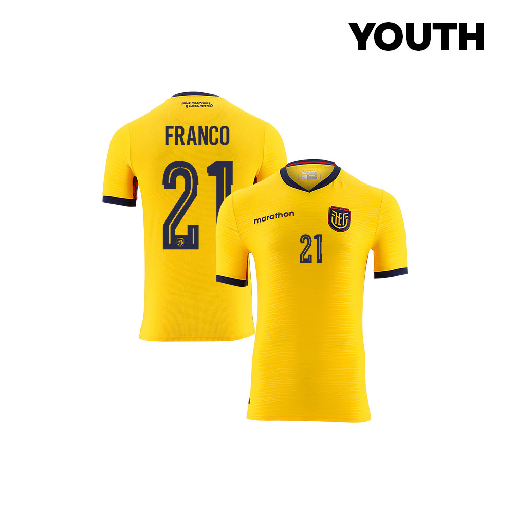 Alan Franco 21 Youth Ecuador National Team 2026 Home Jersey - Yellow - Jersey Teams