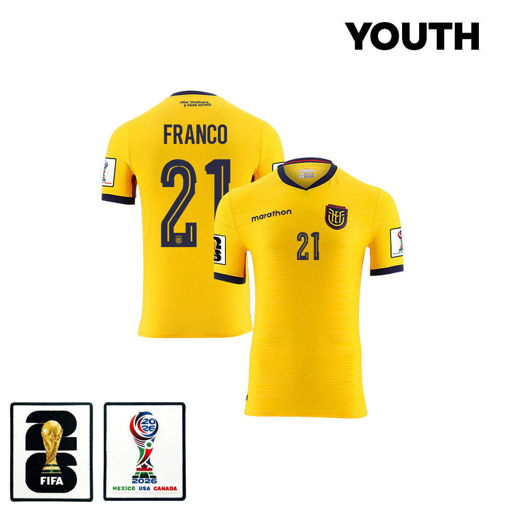 Alan Franco 21 Youth Ecuador National Team 2026 Home Jersey - Yellow - Jersey Teams