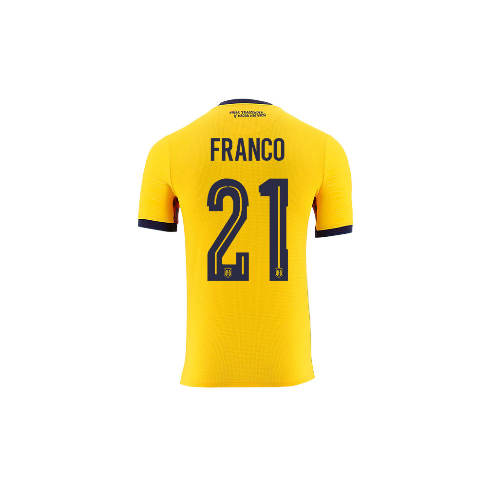 Alan Franco 21 Youth Ecuador National Team 2026 Home Jersey - Yellow - Jersey Teams